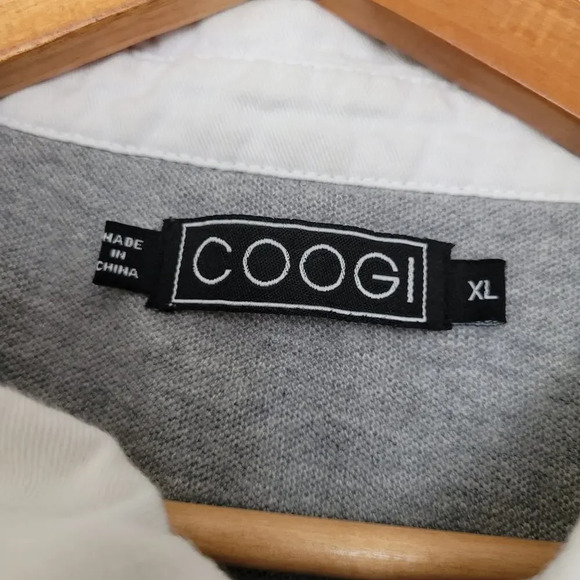 Vintage Coogi Mens Polo Shirt XL Gray White Crest Logo Embroidered Collared Y2K - Picture 2 of 11